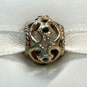 Pandora Gold Charm with Black Diamonds